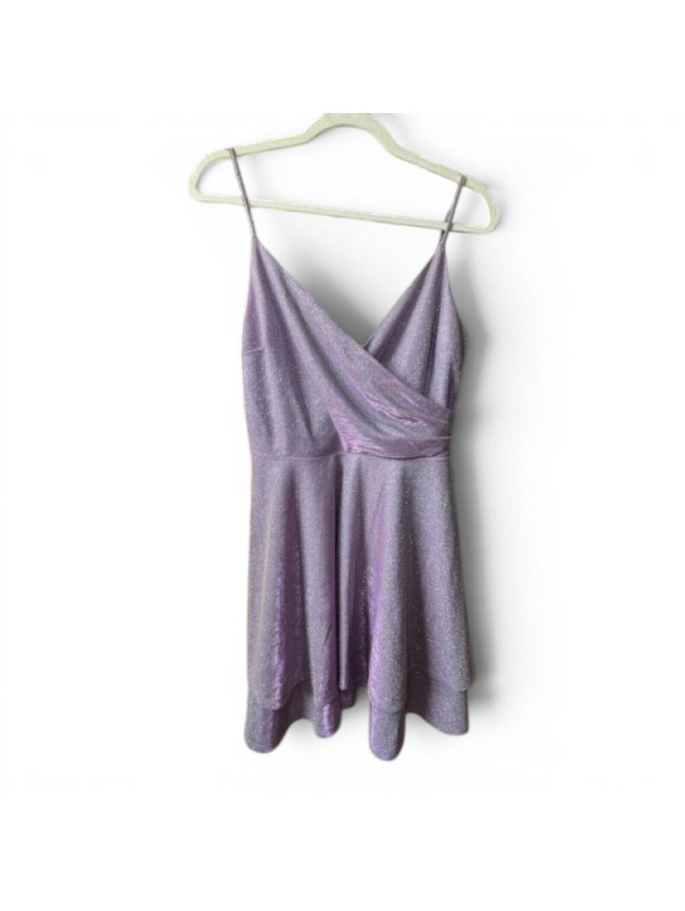 Honey and Rosie Lavender Sparkle Spaghetti Strap Dress Formal Women's Large EUC